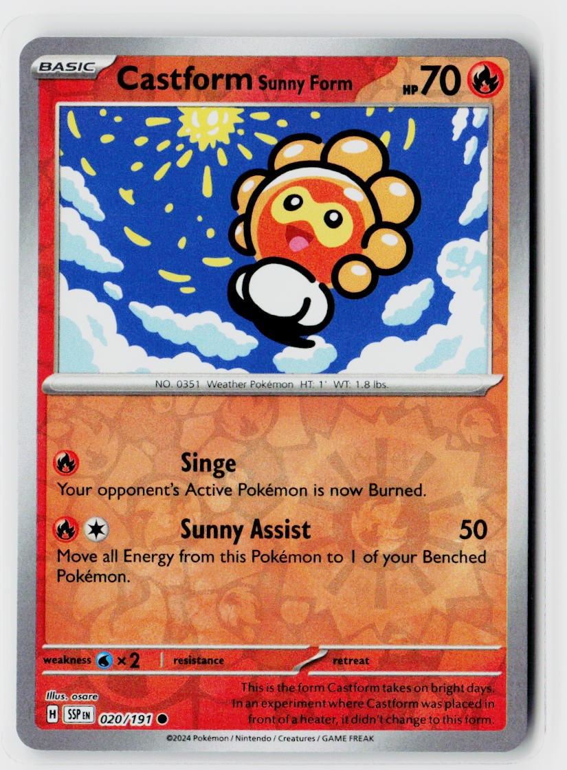 SV08: Surging Sparks #020/191 Castform Sunny Form - 020/191 Reverse Holo