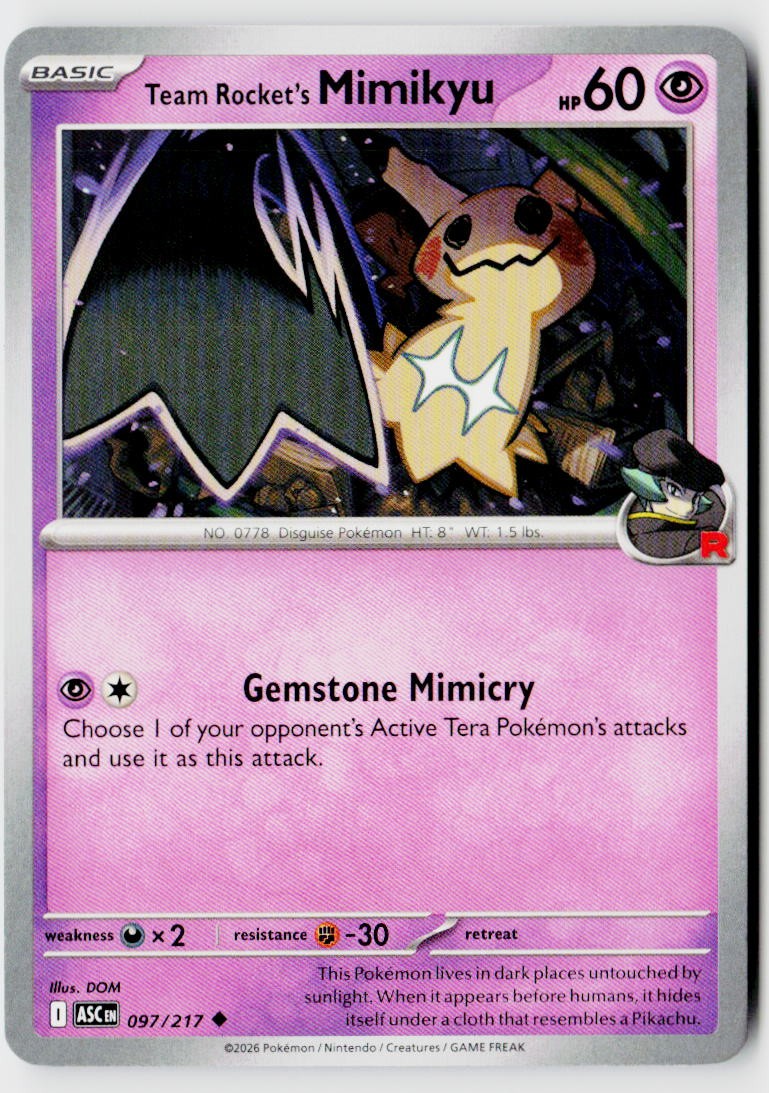 ME: Ascended Heroes #097/217 Team Rocket's Mimikyu - 097/217