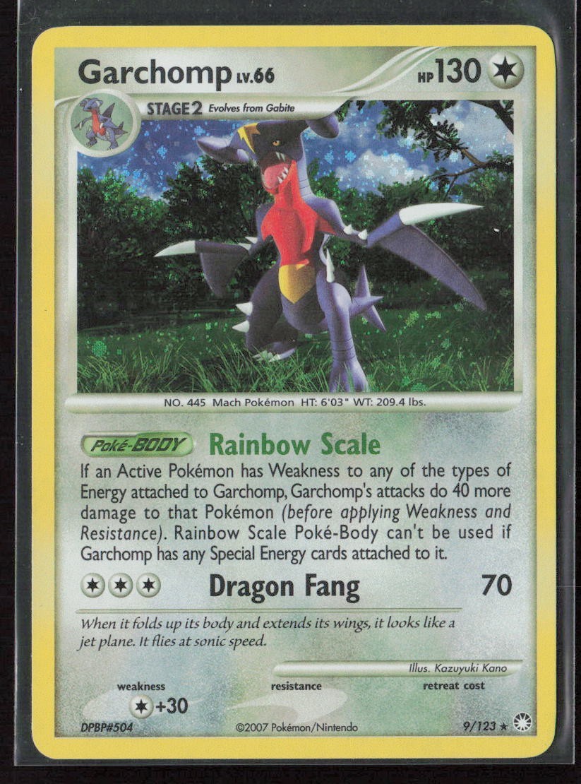 Garchomp 9/123 Holo Rare LP 🌀 Swirl - Mysterious Treasures Pokemon