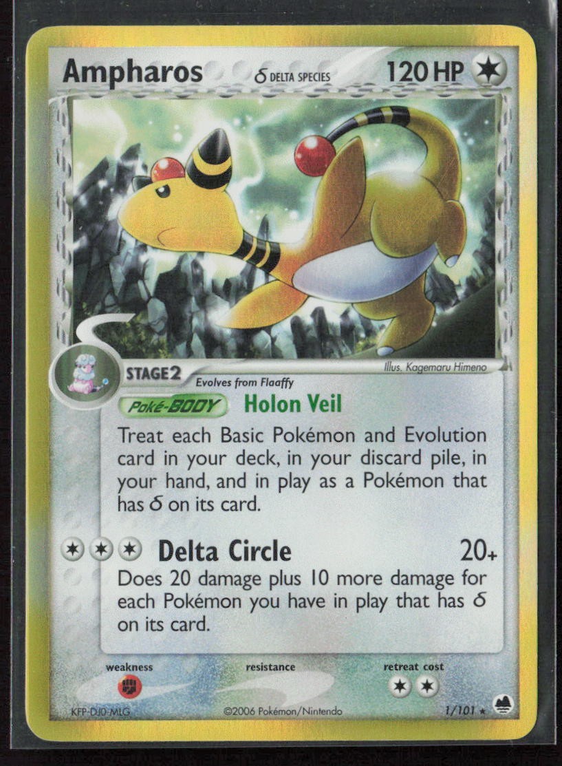 Ampharos (Delta Species) 1/101 Holo - Dragon Frontiers Pokemon
