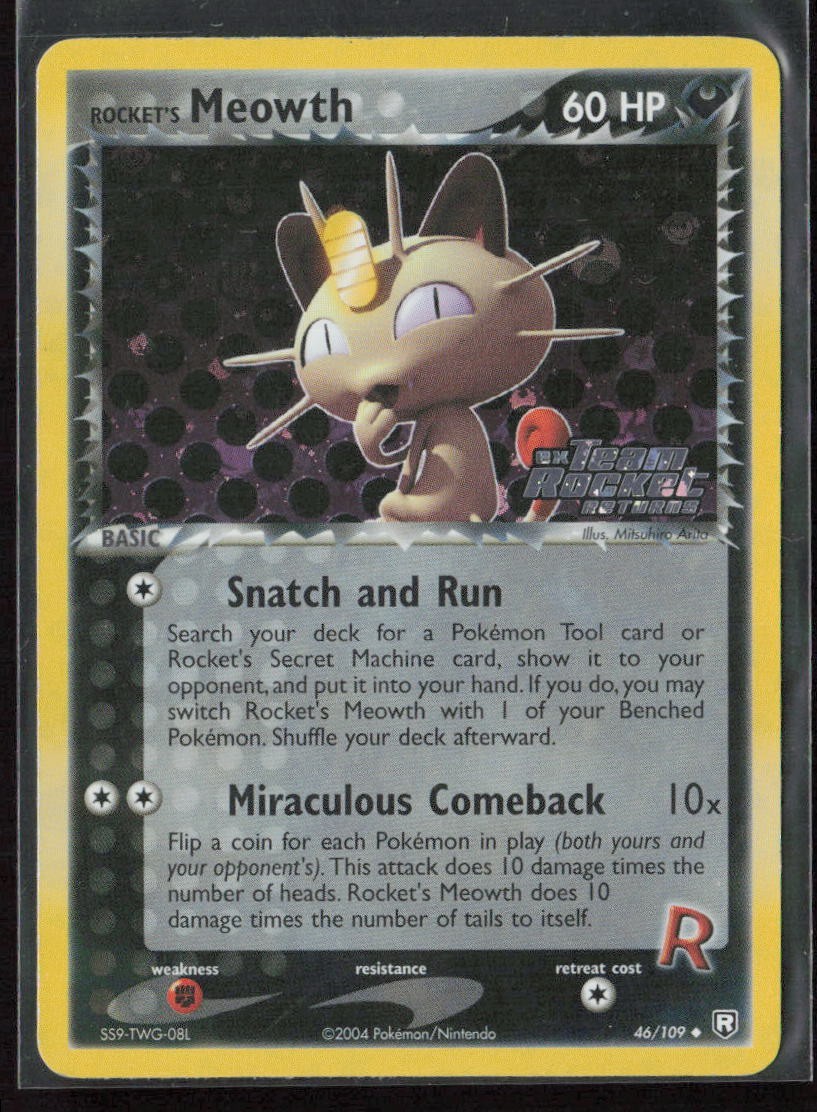Rocket's Meowth 46/109 EX Team Rocket Returns STAMP Reverse Holo