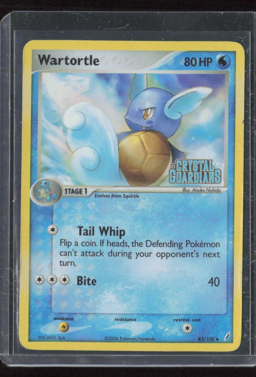 Wartortle Card 43/100 Stamped Reverse Holo Crystal Guardians Pokémon TCG
