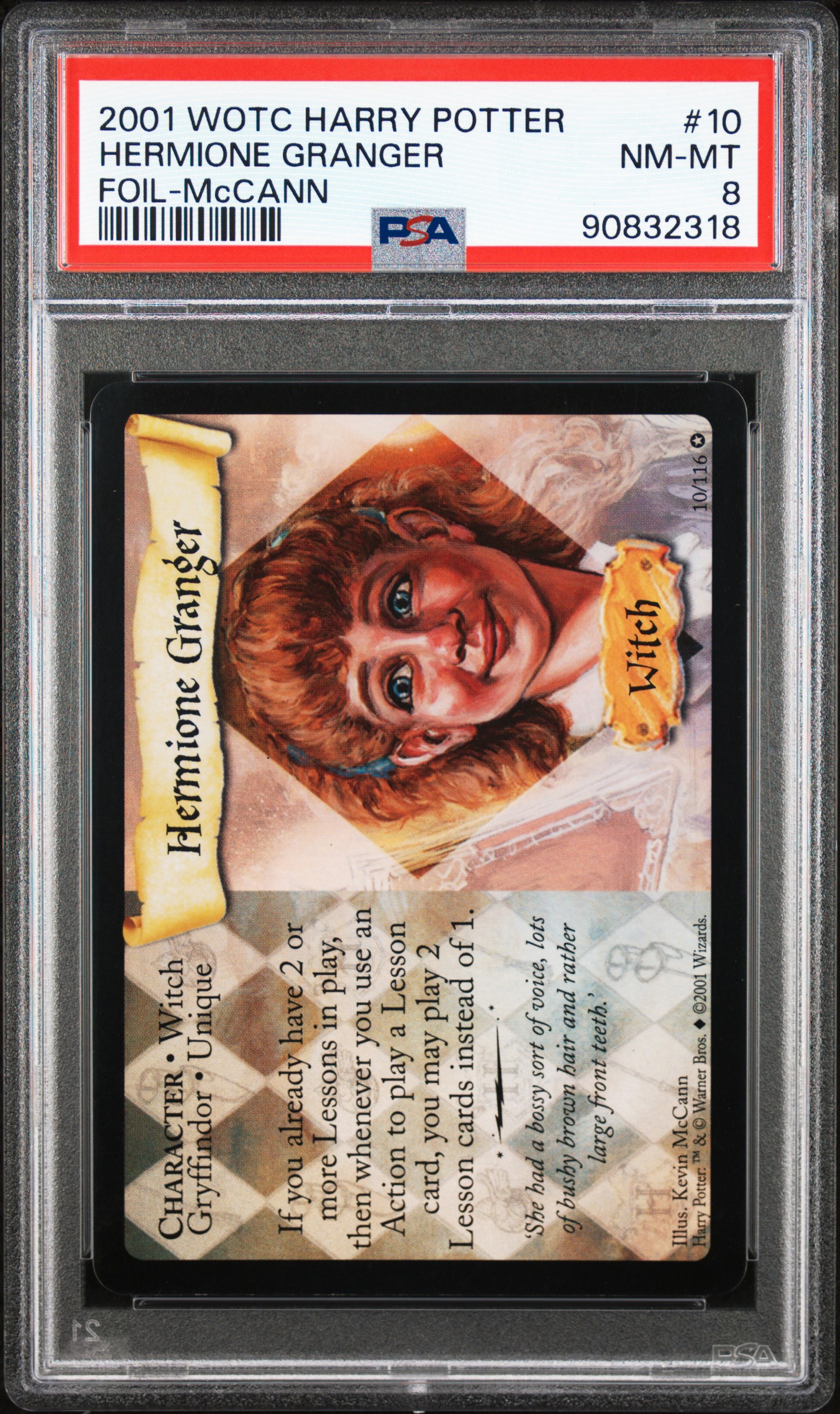 2001 Harry Potter WOTC Base Set Ghost Rare Foil Hermione Granger 10/116 PSA 8