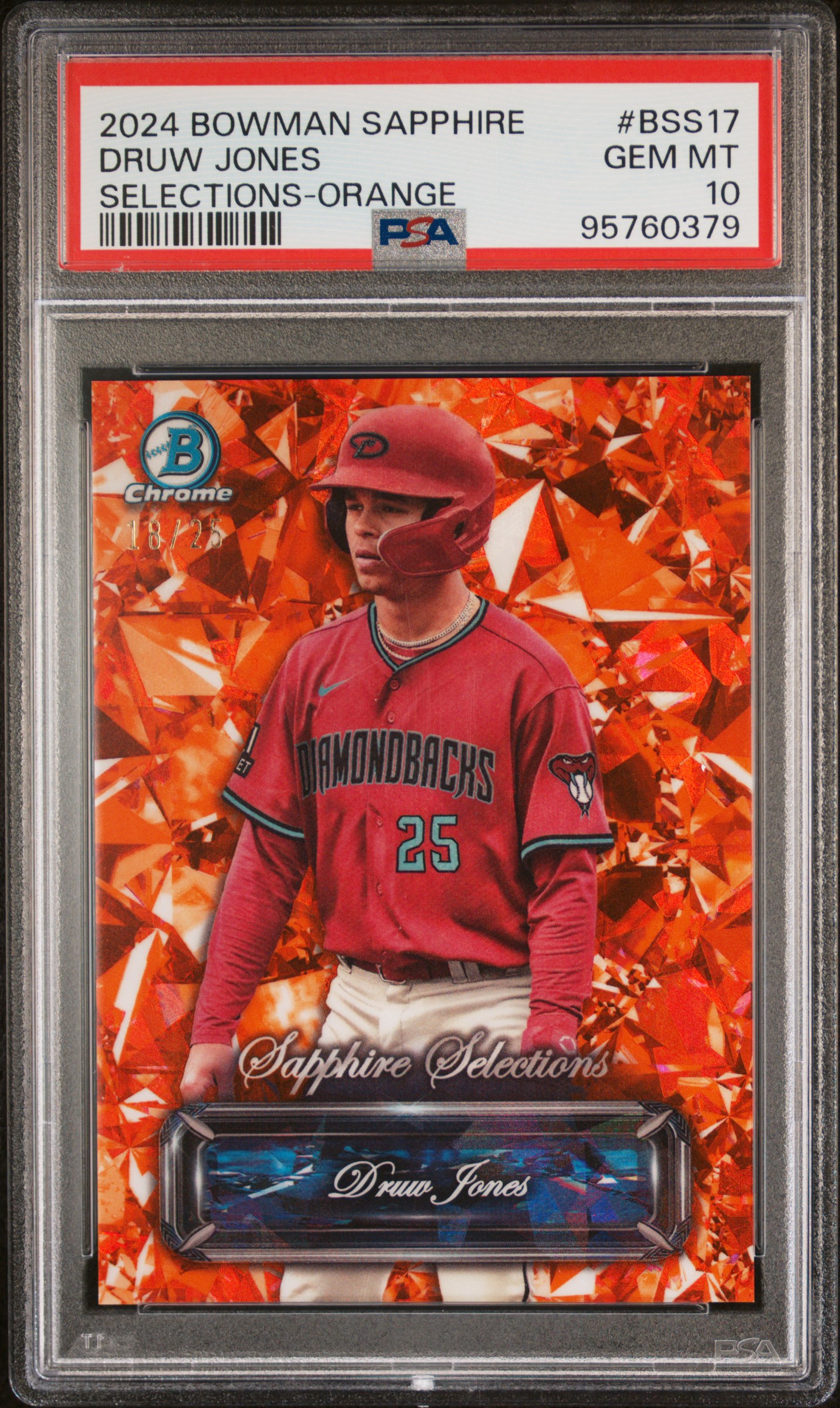 2024 Bowman Sapphire Edition Druw Jones Selections Orange Refractors #/25 PSA 10