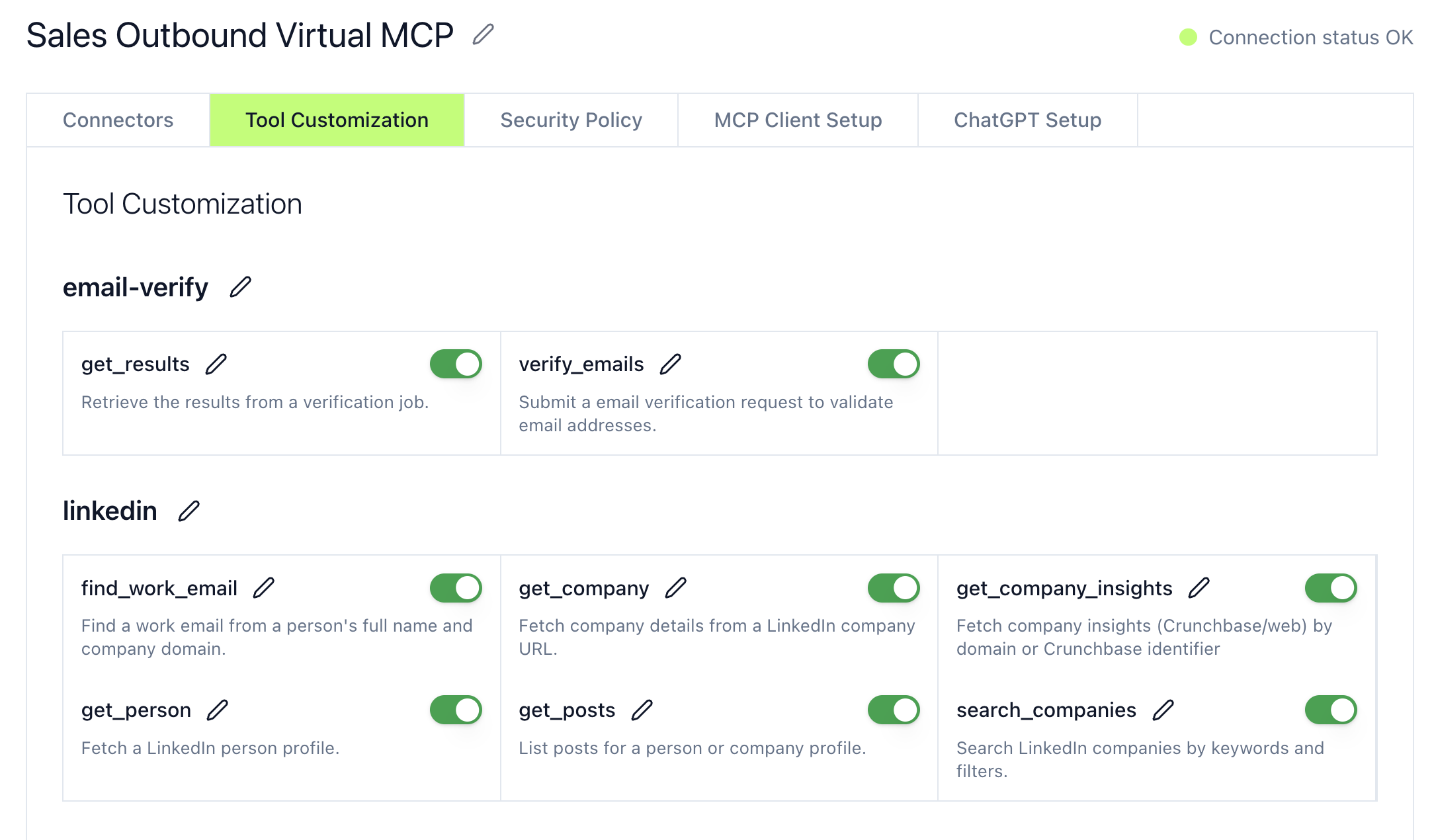 MintMCP - VMCP Config Screen