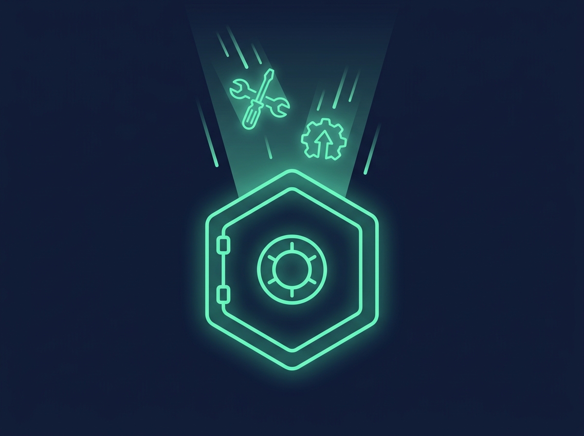 Illustration of two smaller tool icons being pulled through a funnel into one larger vault emblem, symbolizing 2026 acquisitions consolidating the LLM evaluation tooling space
