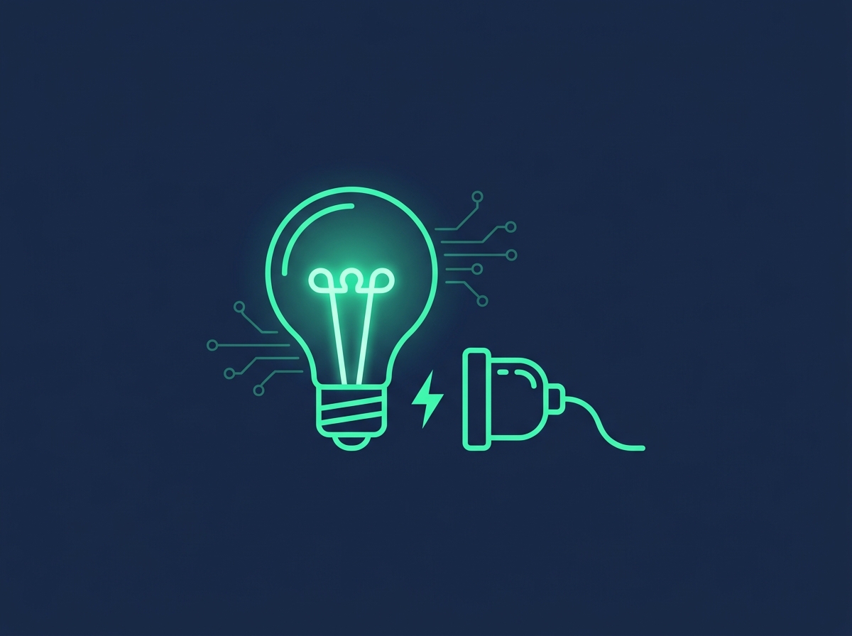 Section image: A bright glowing lightbulb sitting uselessly next to an unplugged lamp socket…
