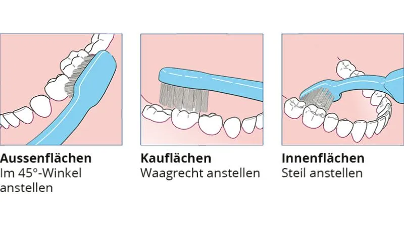 Grafik der Reinigung mit der Handzahnbürste.