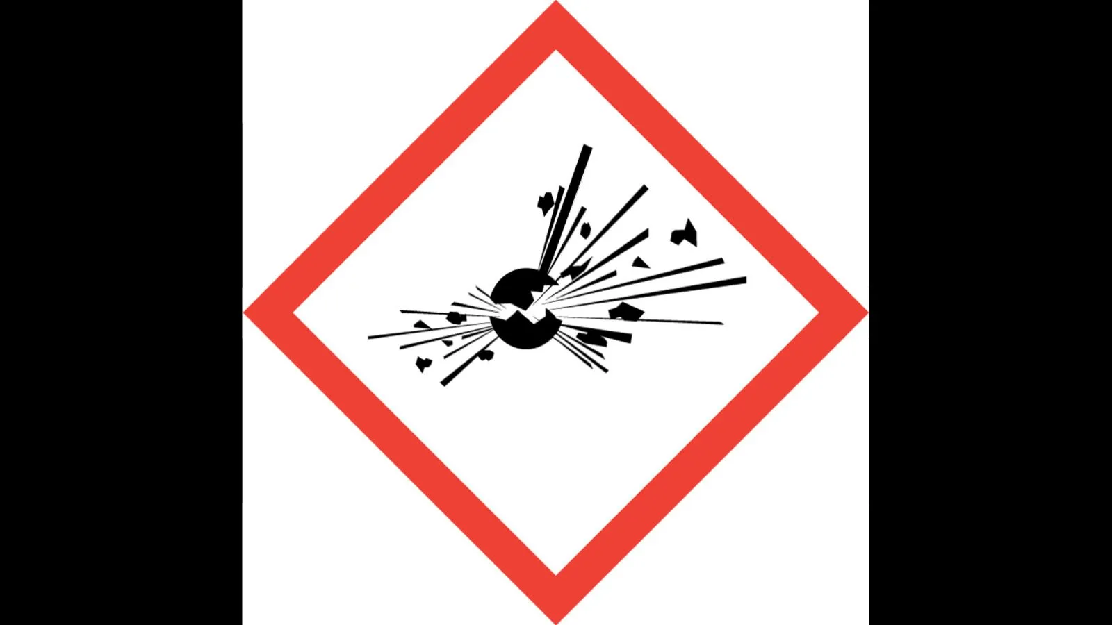 explodierende Kugel in rotem Quadrat