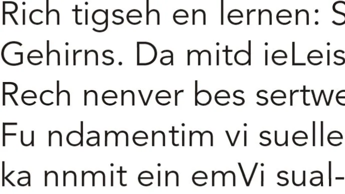 Text, manche Buchstaben sind vertauscht und Wörter am falschen Ort getrennt