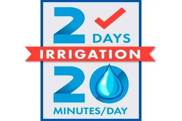 Poster saying 2 days irrigations for 20 minutes per day