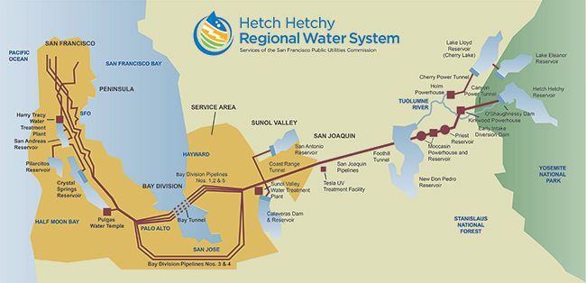 Image of the Hetch Hetchy regional water system