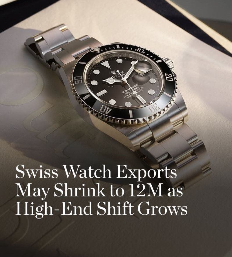 Swiss Watch Exports Could Dwindle to 12 Million Units As High-End Shift Accelerates