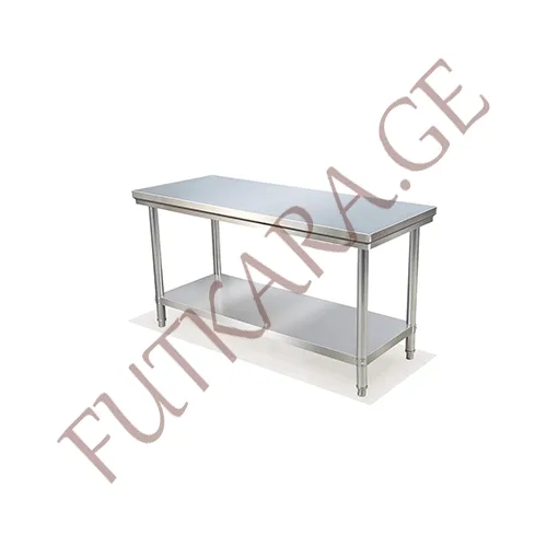 Work table with two shelves, made of stainless steel