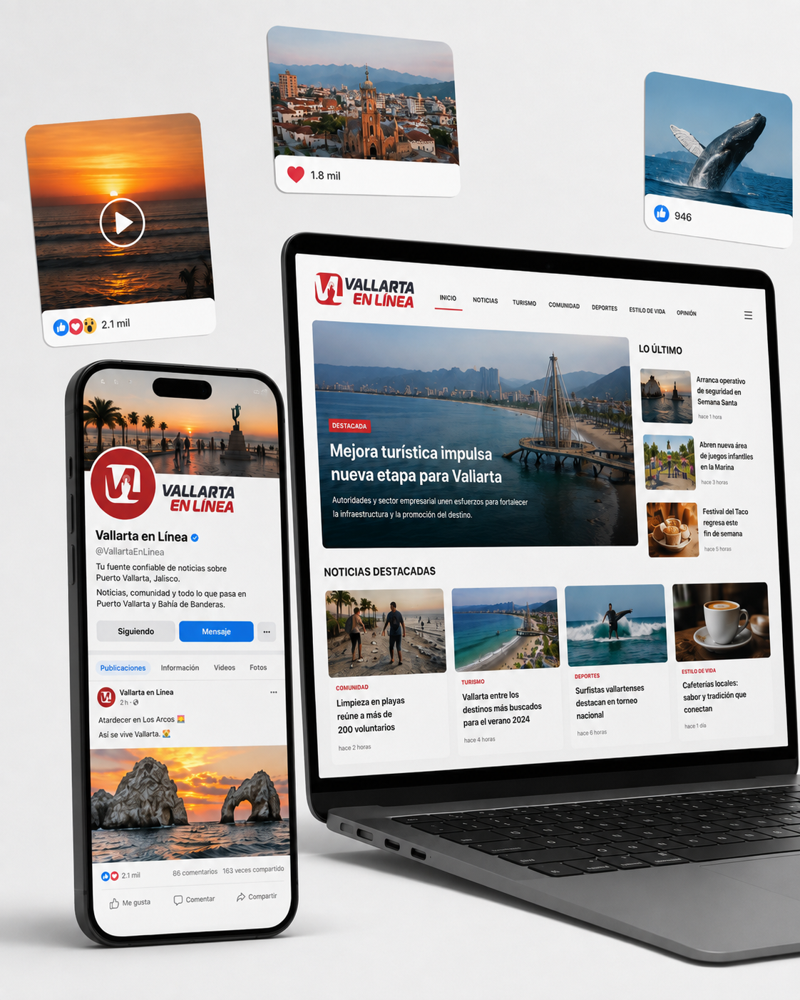 Vallarta en Línea en web y redes sociales