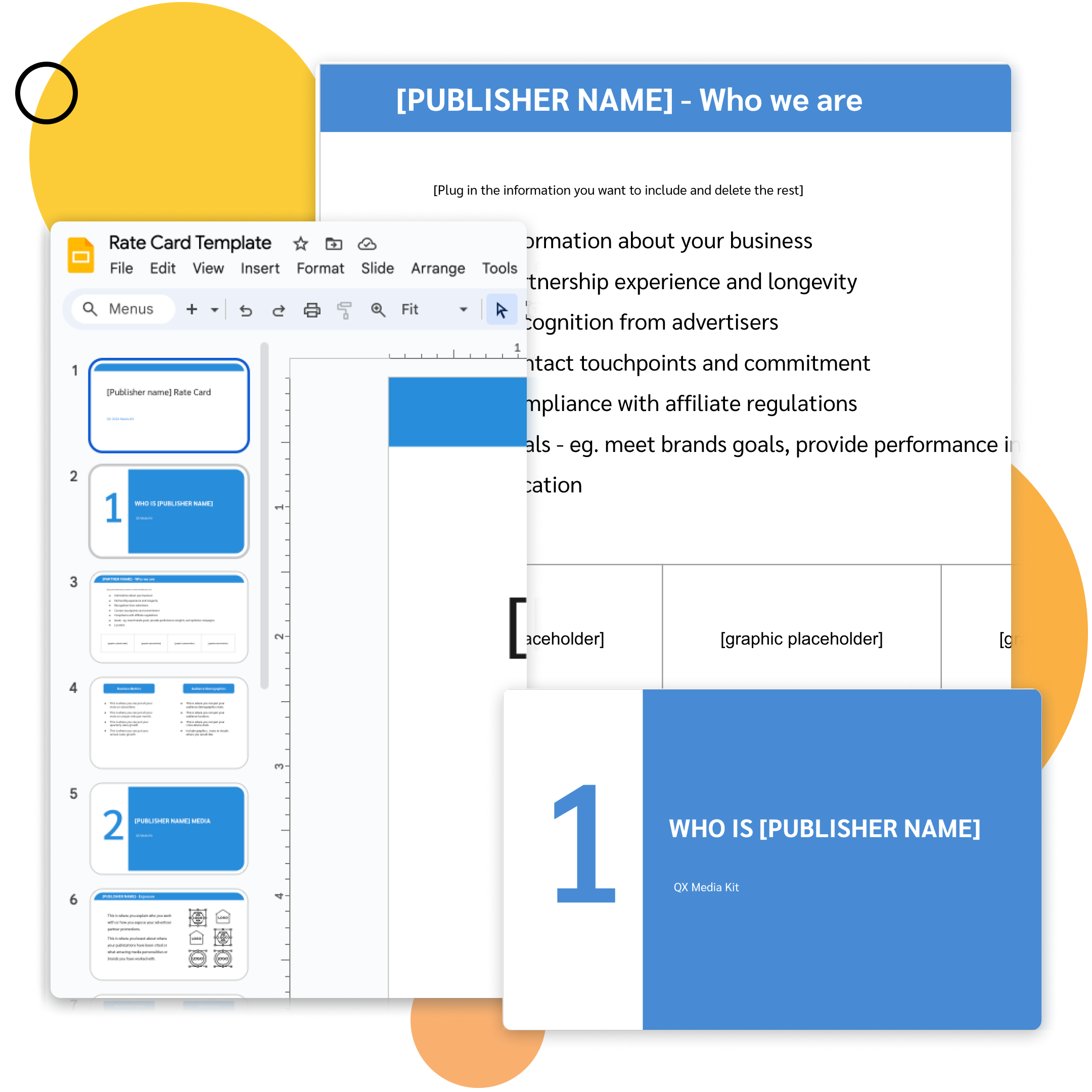 Preview of PXA’s Rate Card Template, free to download for Google Slides below