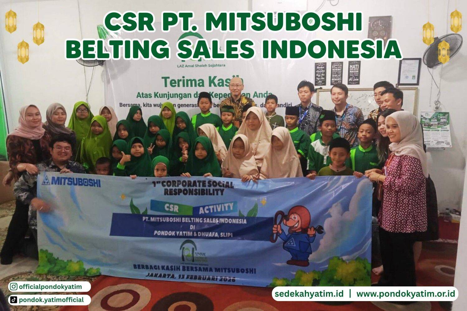 PT. Mitsuboshi Belting Sales Indonesia Berbagi Kebahagiaan Bersama Anak Asuh Pondok Yatim Dhuafa