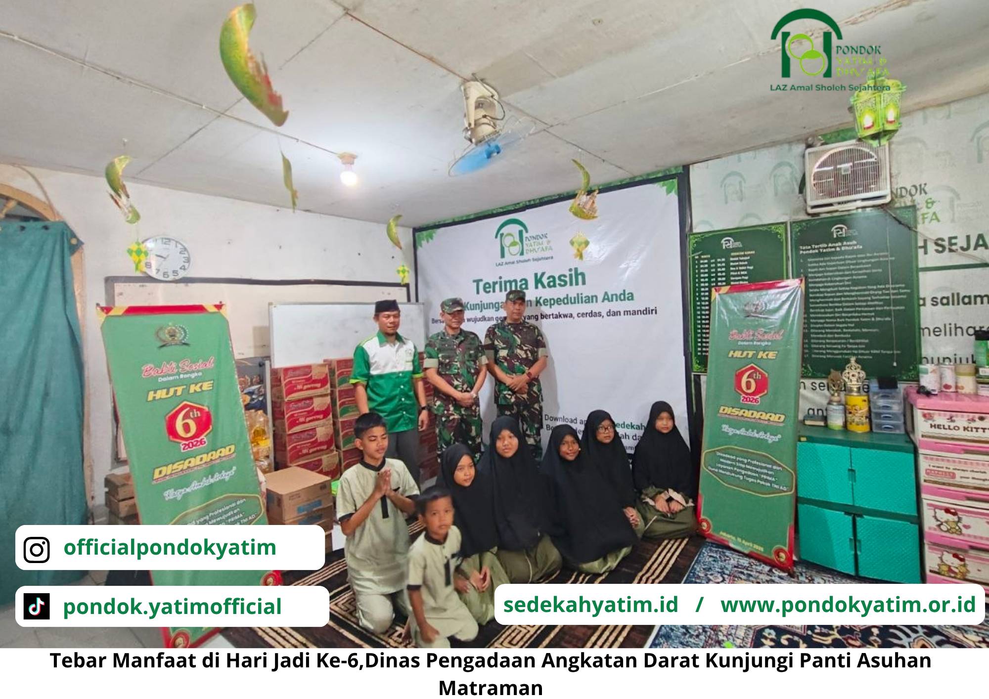 HUT ke-6 Dinas Pengadaan Angkatan Darat, Tebar Kepedulian di Panti Asuhan Matraman