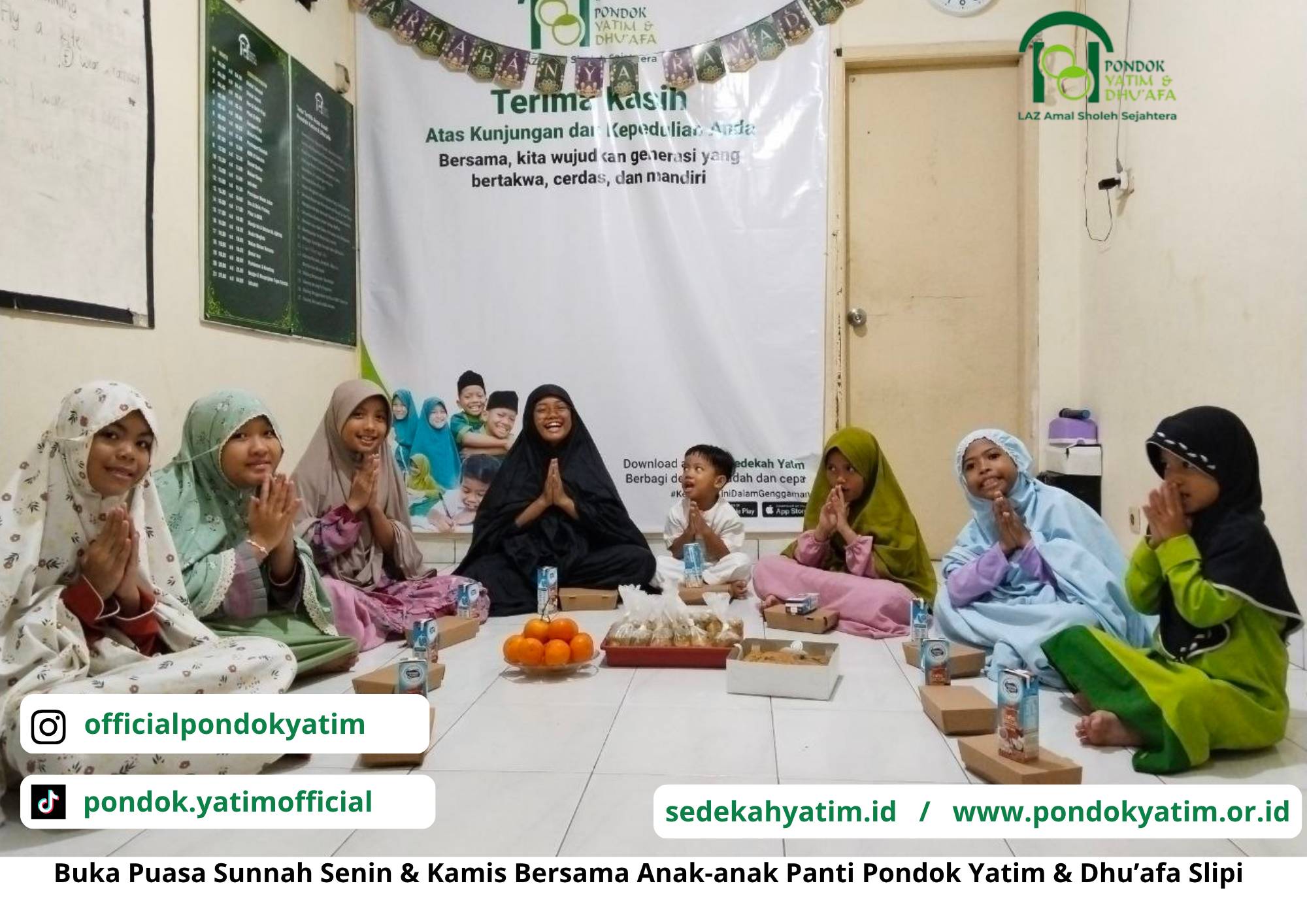 Anak-anak Panti Pondok Yatim & Dhu’afa Slipi Gelar Buka Puasa Sunnah Senin Kamis