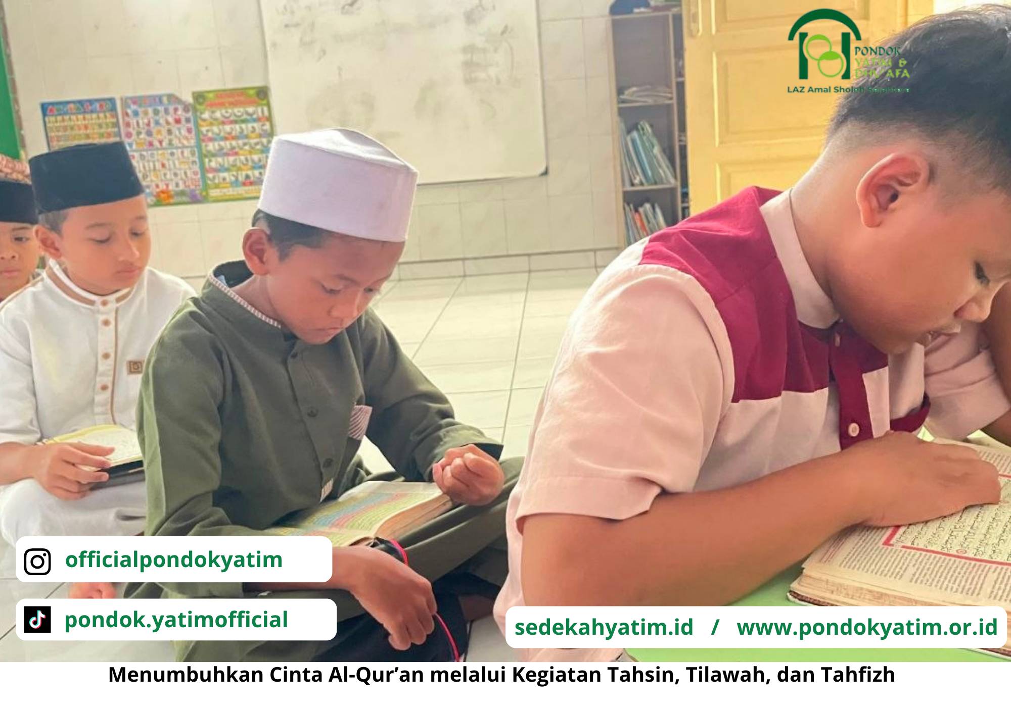 Penuh Semangat, Anak-Anak Pondok Yatim & Dhuafa Sumur Bor Tekun Belajar Tahsin, Tilawah, dan Tahfizh Al-Qur’an