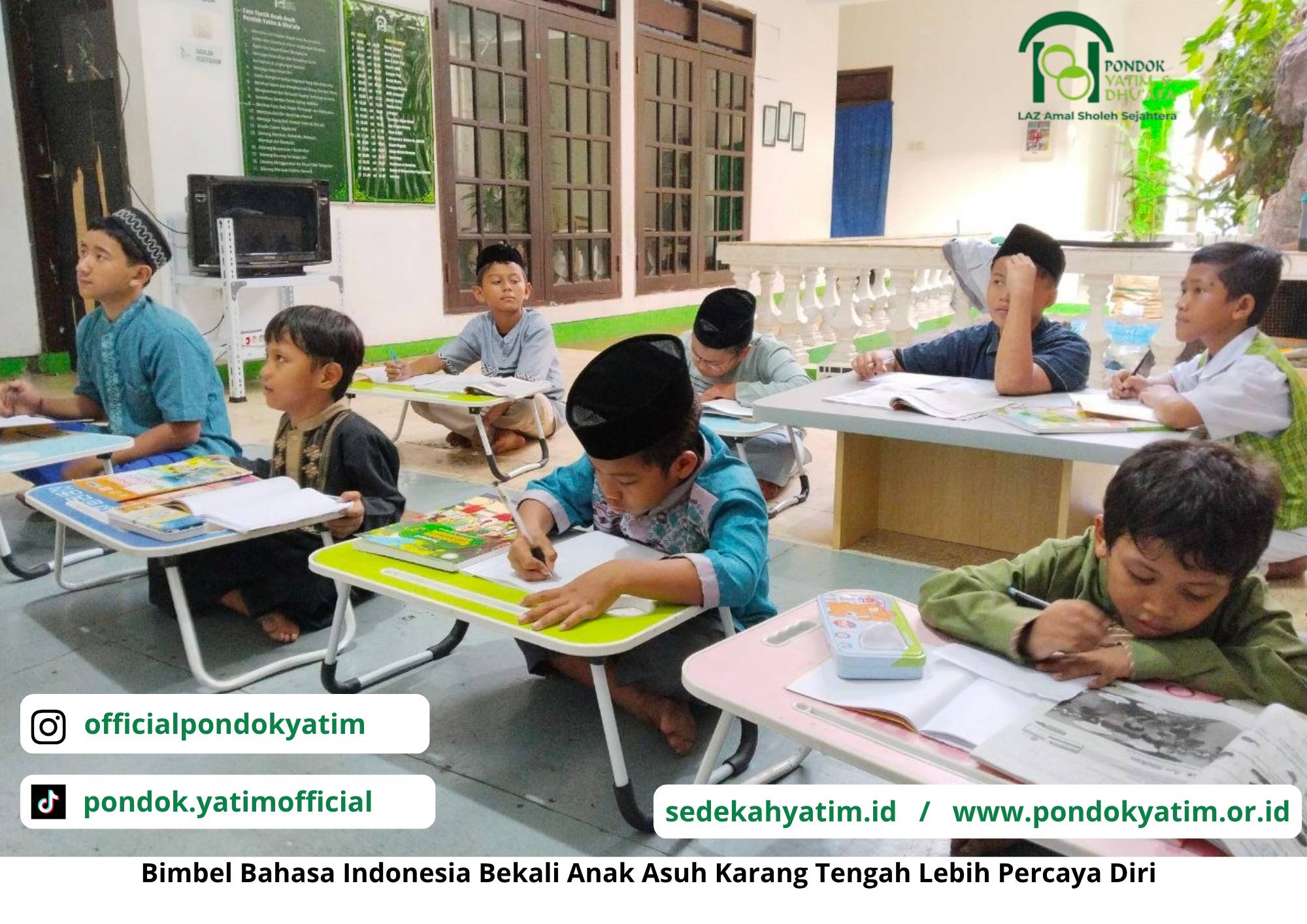 Asah Kemampuan Berbahasa, Anak Asuh Karang Tengah Antusias Ikuti Bimbel Bahasa Indonesia