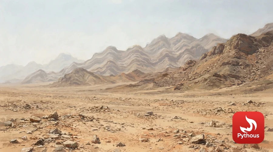 The hot rocky desert outside Mecca at midday