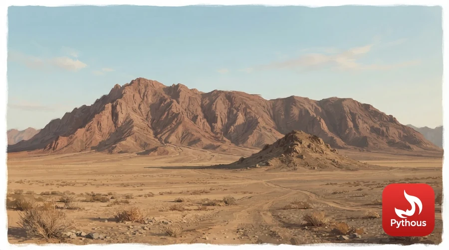 The rugged red slopes of Mount Uhud near Medina under a clear sky