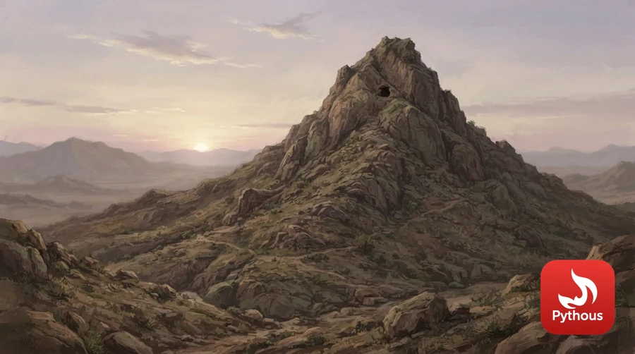 The mountain Jabal al-Nour near Mecca at dawn, with a small cave near its peak