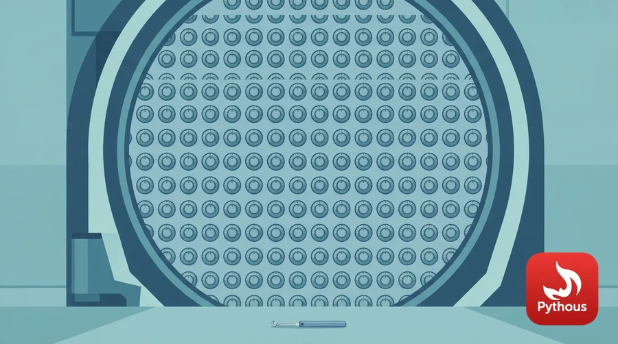 A huge vault door covered in many small dial wheels