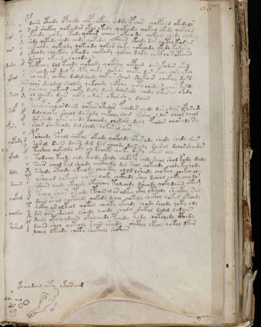 A vellum page of neat, flowing marks in an unknown script