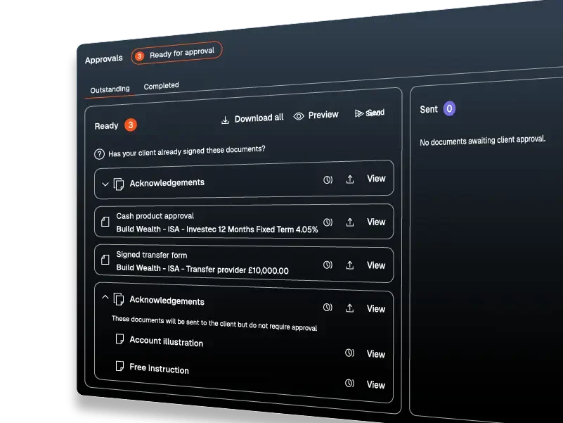 Fundment platform user interface example