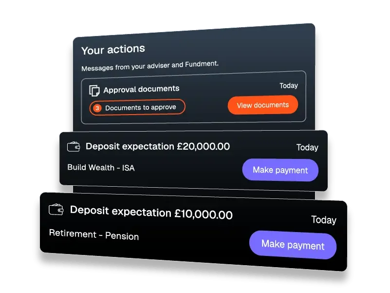 Fundment platform user interface example