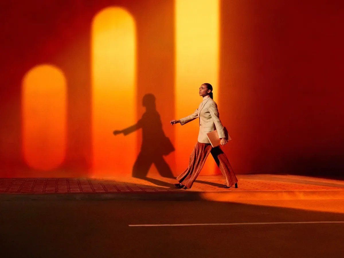 An advisor walking down the street