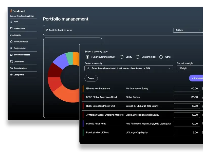 Fundment platform user interface example