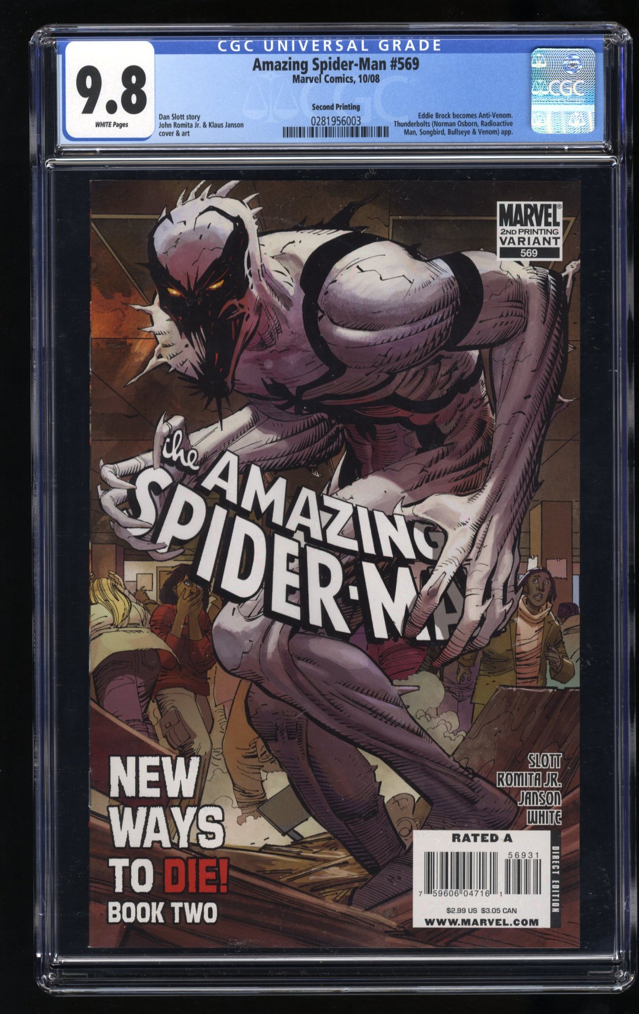 Image: Amazing Spider-Man #569 CGC NM/M 9.8 White Pages 2nd Print 1st Anti-Venom!