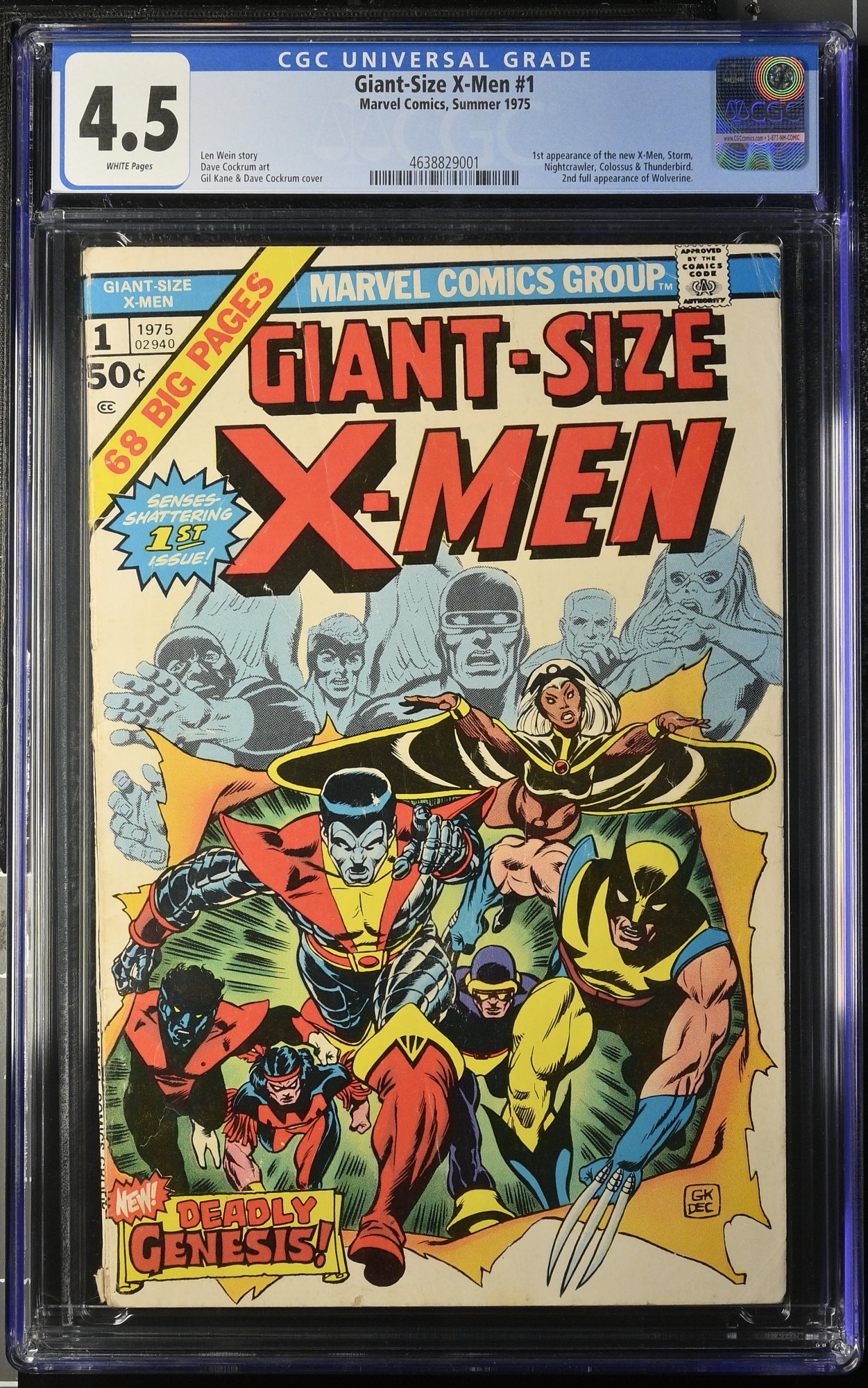 Giant-Size X-Men #1 CGC VG+ 4.5 White Pages 1st Appearance New