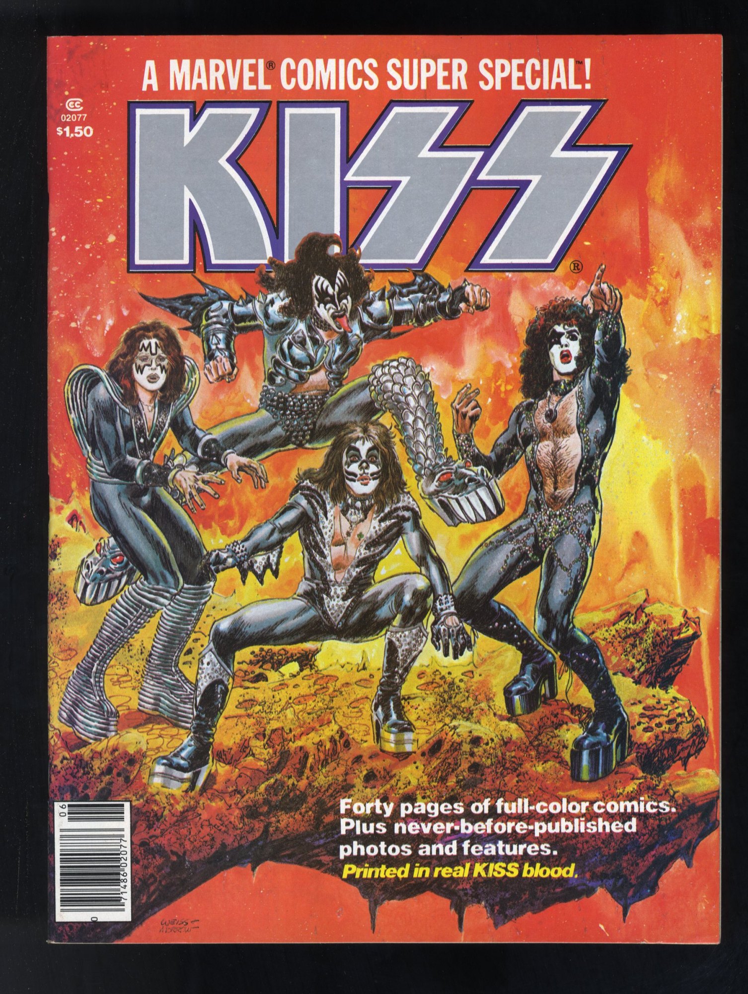 Marvel Comics Super Special (1977) #1 VF+ 8.5 Kiss Printed in Blood Cover!