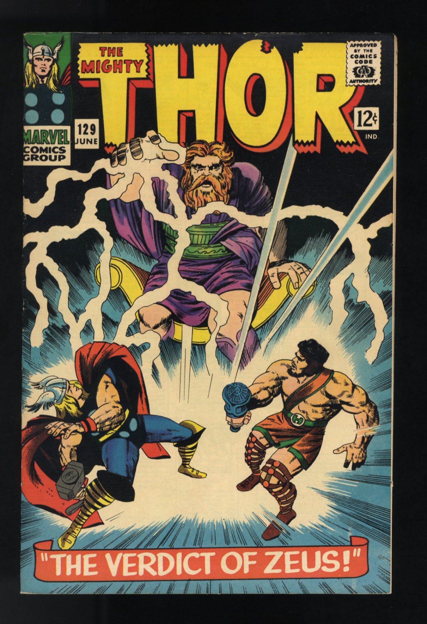 Thor #129 VF 8.0 1st Appearance Ares! Kirby/Colletta Cover!
