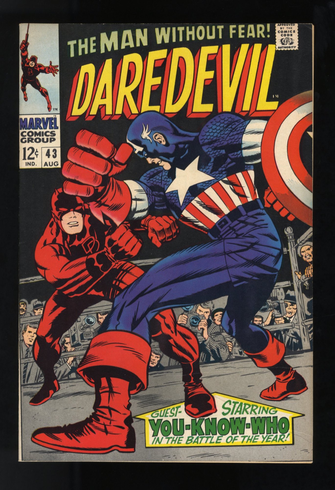 Image: Daredevil #43 VF+ 8.5 Vs. Captain America! Jack Kirby/Sinnott Cover!