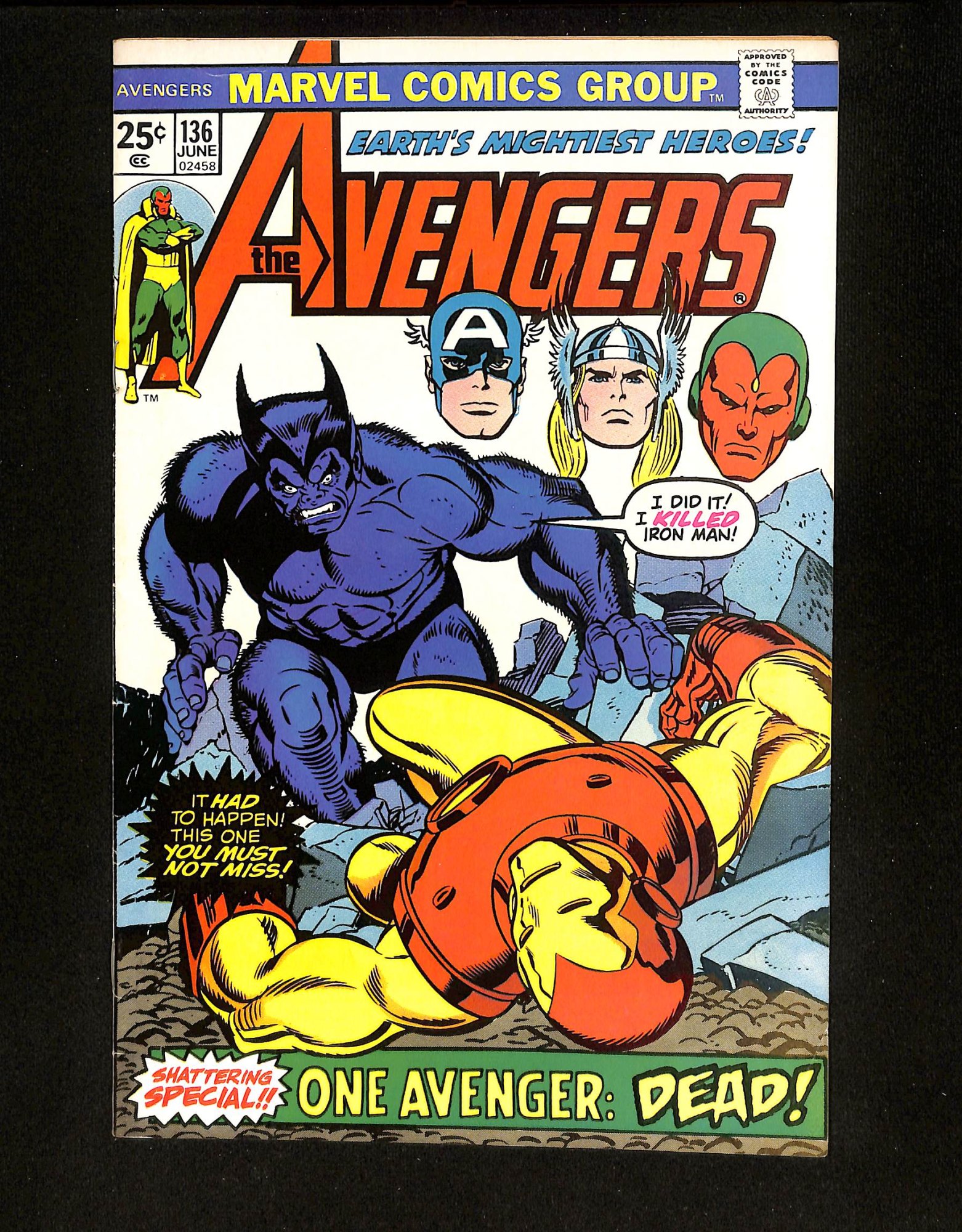 Image: Avengers #136 Iron Man D.O.A! Ploog Inks! Kane/Sinnott Cover