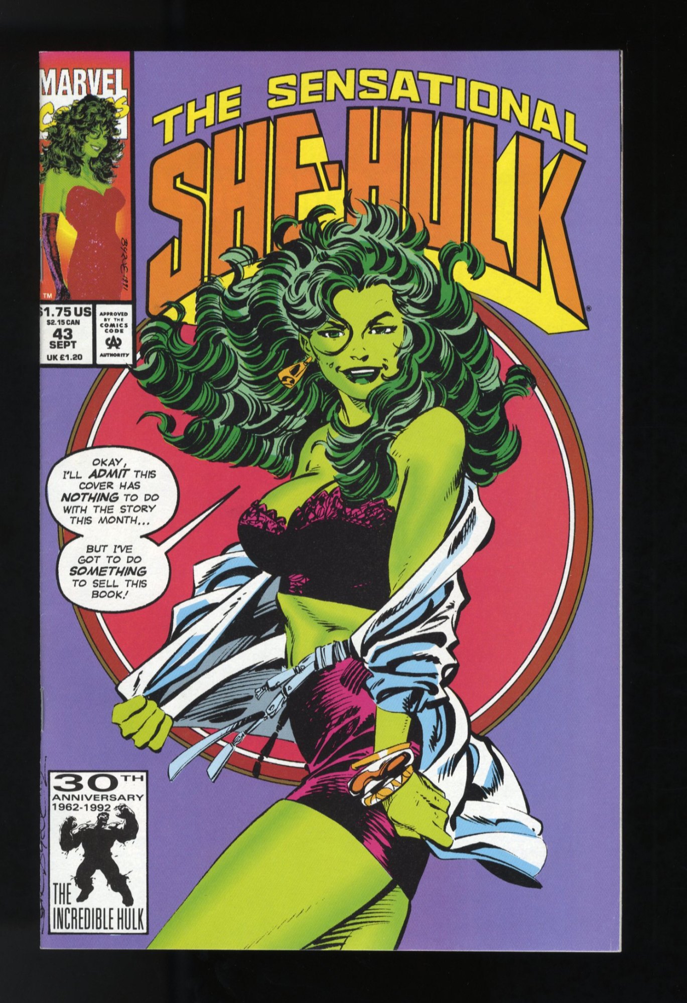 Sensational She-Hulk #43 VF/NM 9.0 John Byrne Lingerie Cover!