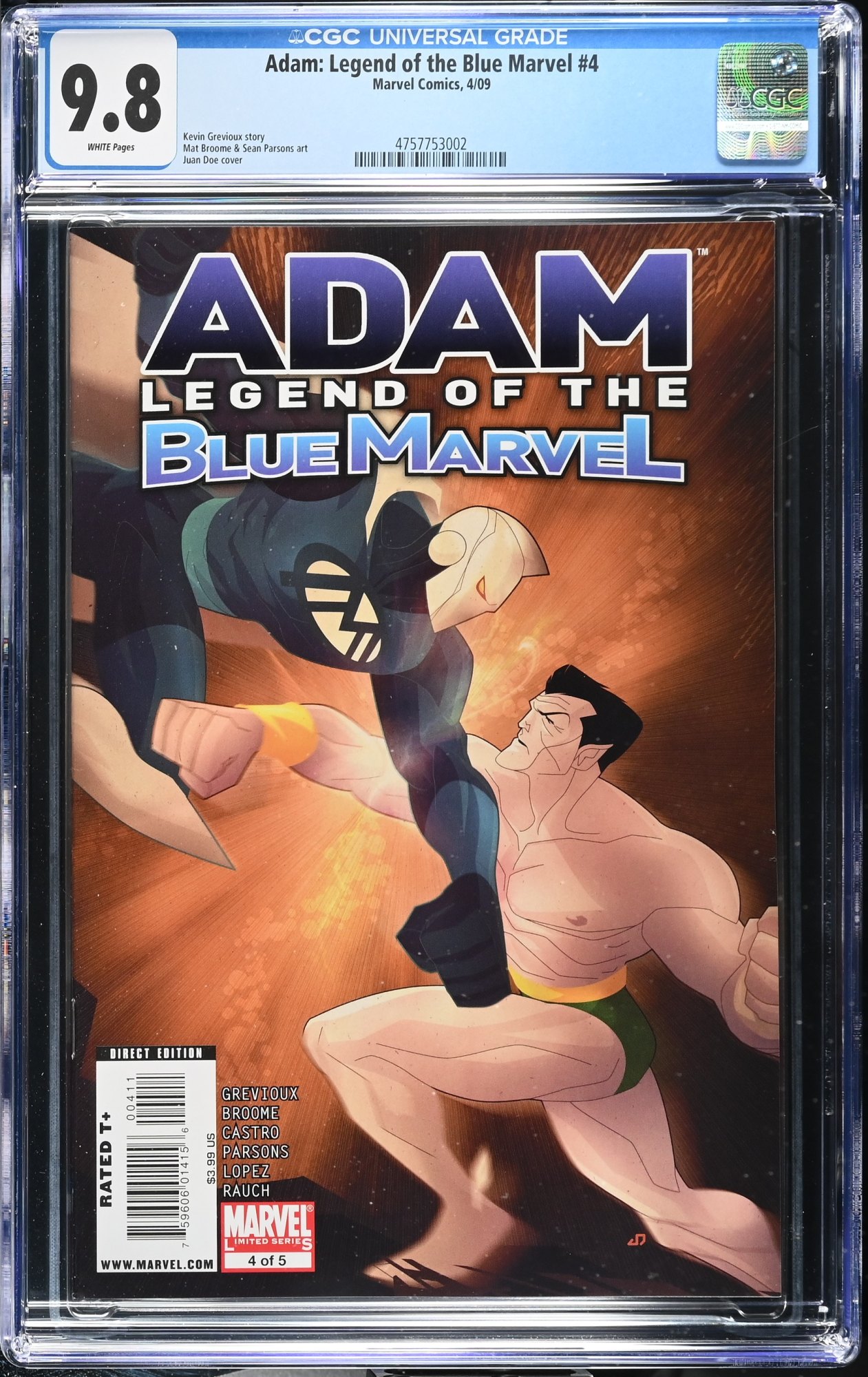 Adam Legend of the Blue Marvel #4 CGC NM/M 9.8 White Pages