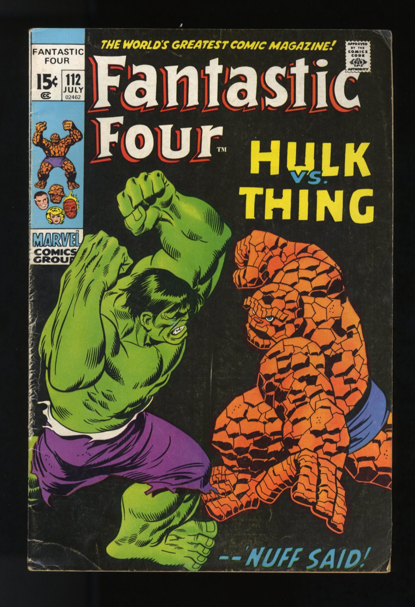 Fantastic Four #112 VG+ 4.5 Incredible Hulk Vs Thing Battle!