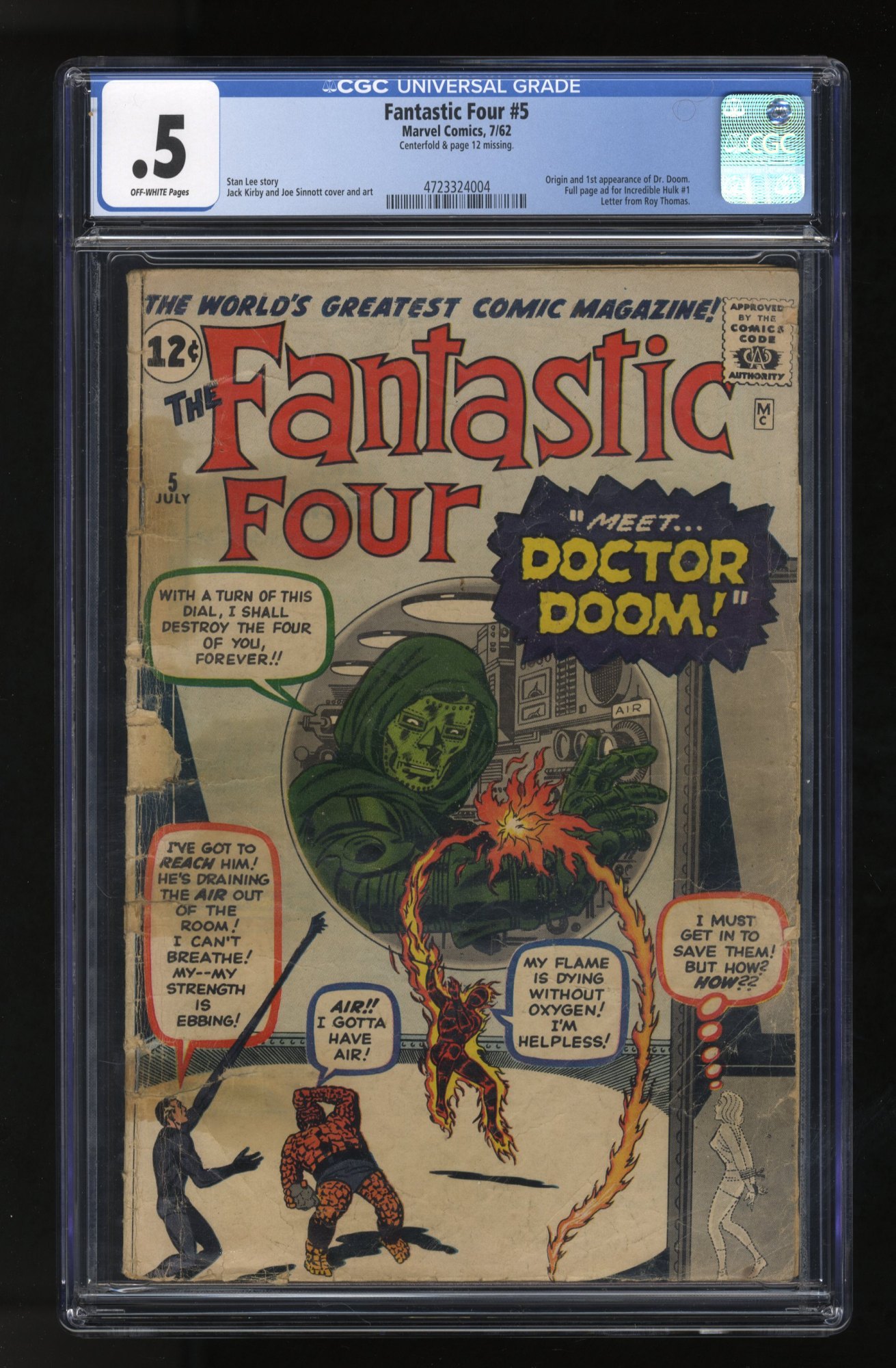 Fantastic Four #5 CGC P 0.5 Off White 1st Full App. of Doctor Doom! Mega Key!
