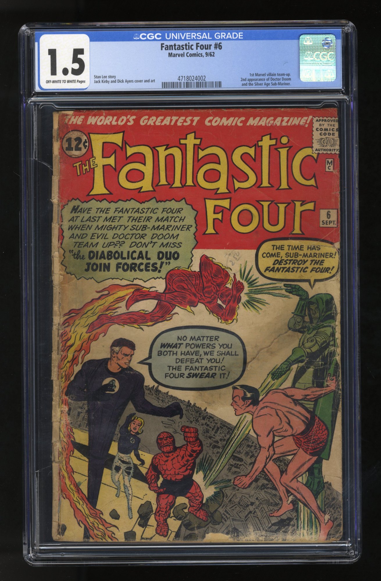 Fantastic Four #6 CGC FA/GD 1.5 Off White to White