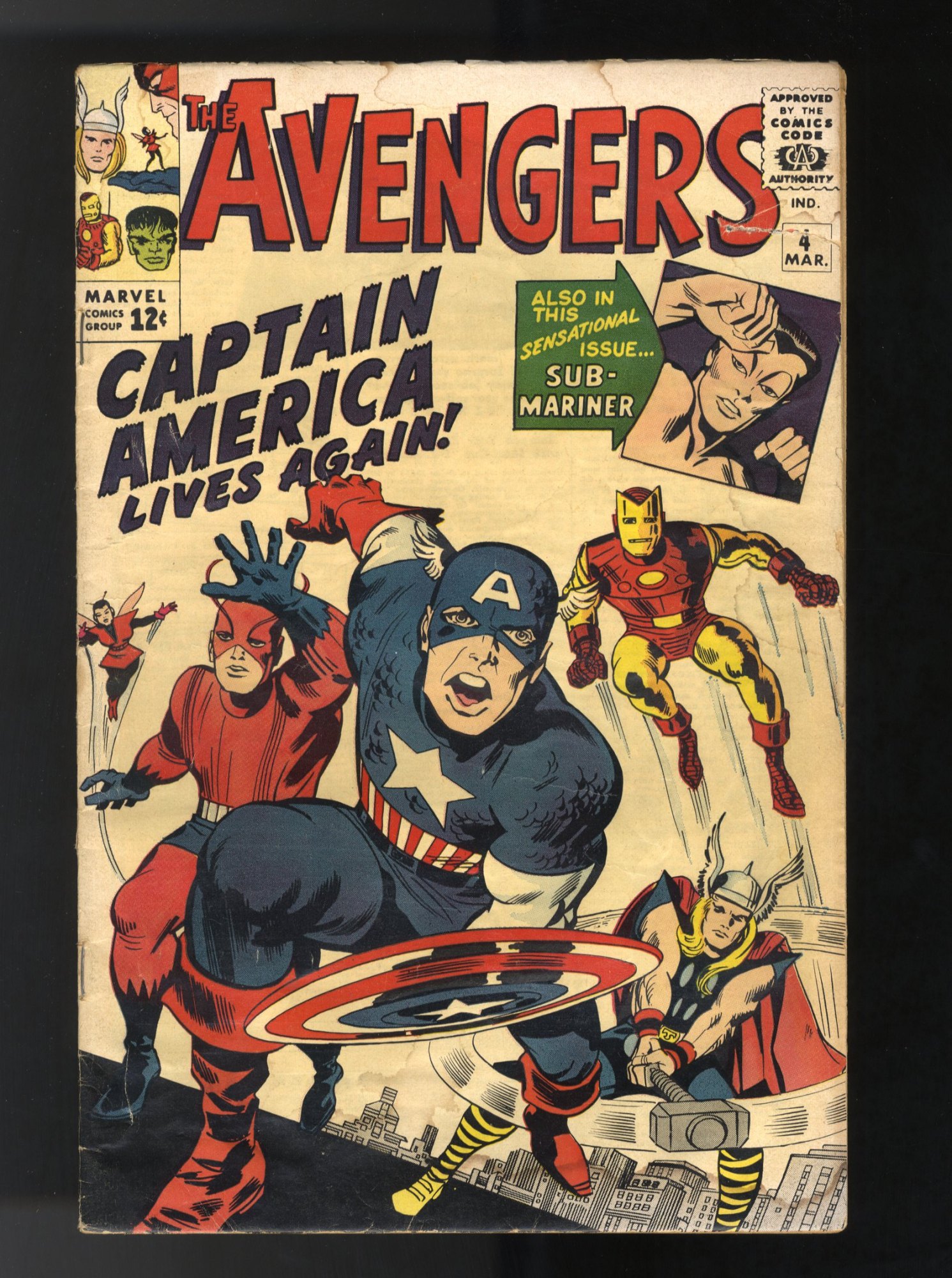 Avengers #4 GD/VG 3.0 Off White 1st Silver Age Captain America!