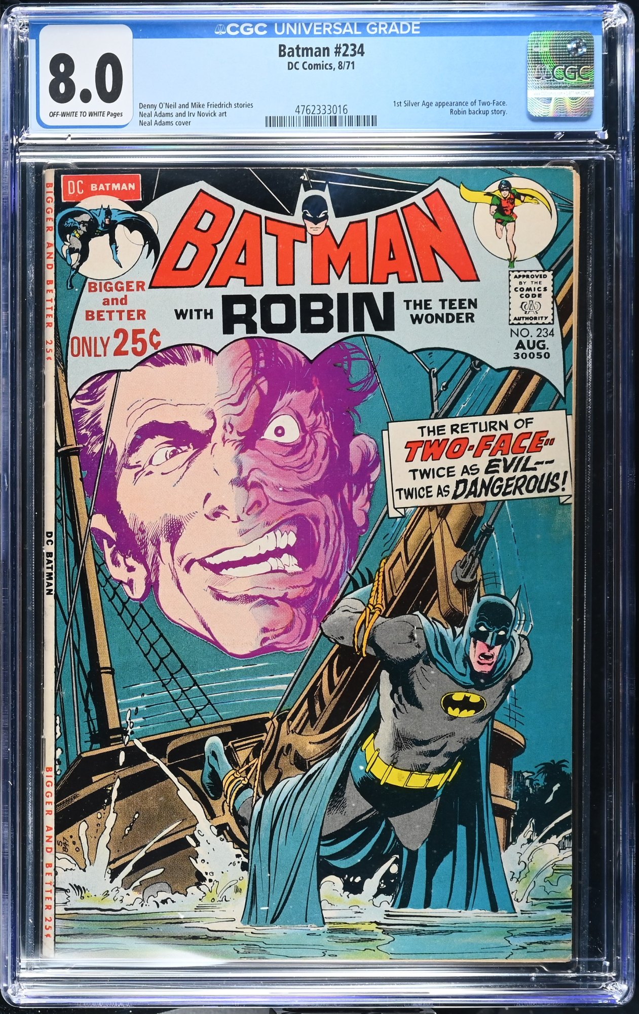 Batman #234 CGC VF 8.0 Off White to White 1st Appearance of Silver Age Two-Face!