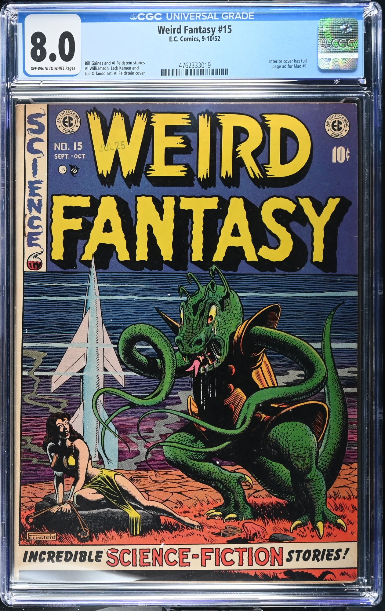Weird Fantasy #15 CGC VF 8.0 Off White to White