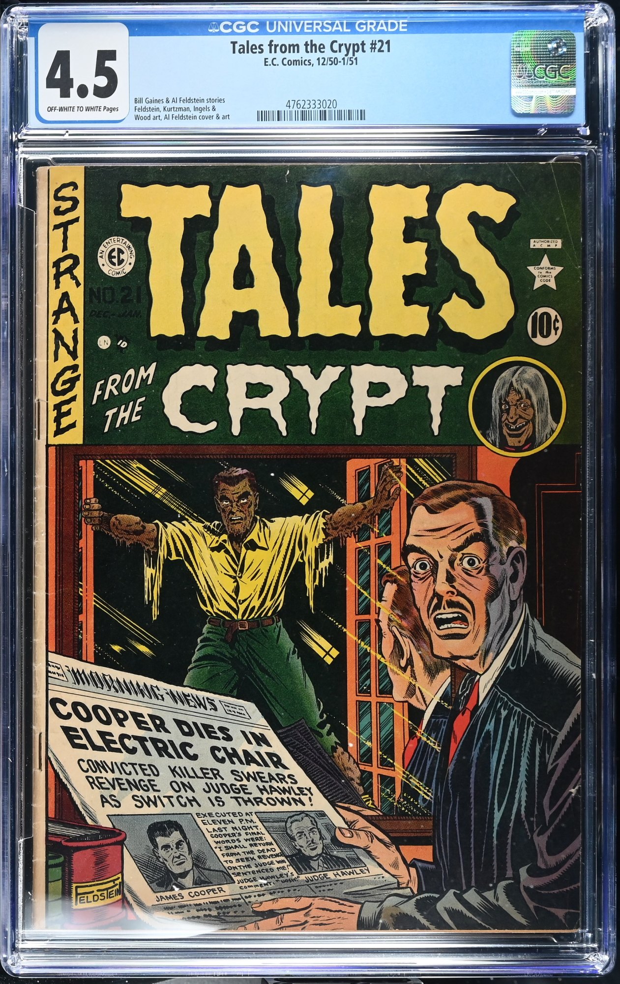 Tales From The Crypt #21 CGC VG+ 4.5 Off White to White