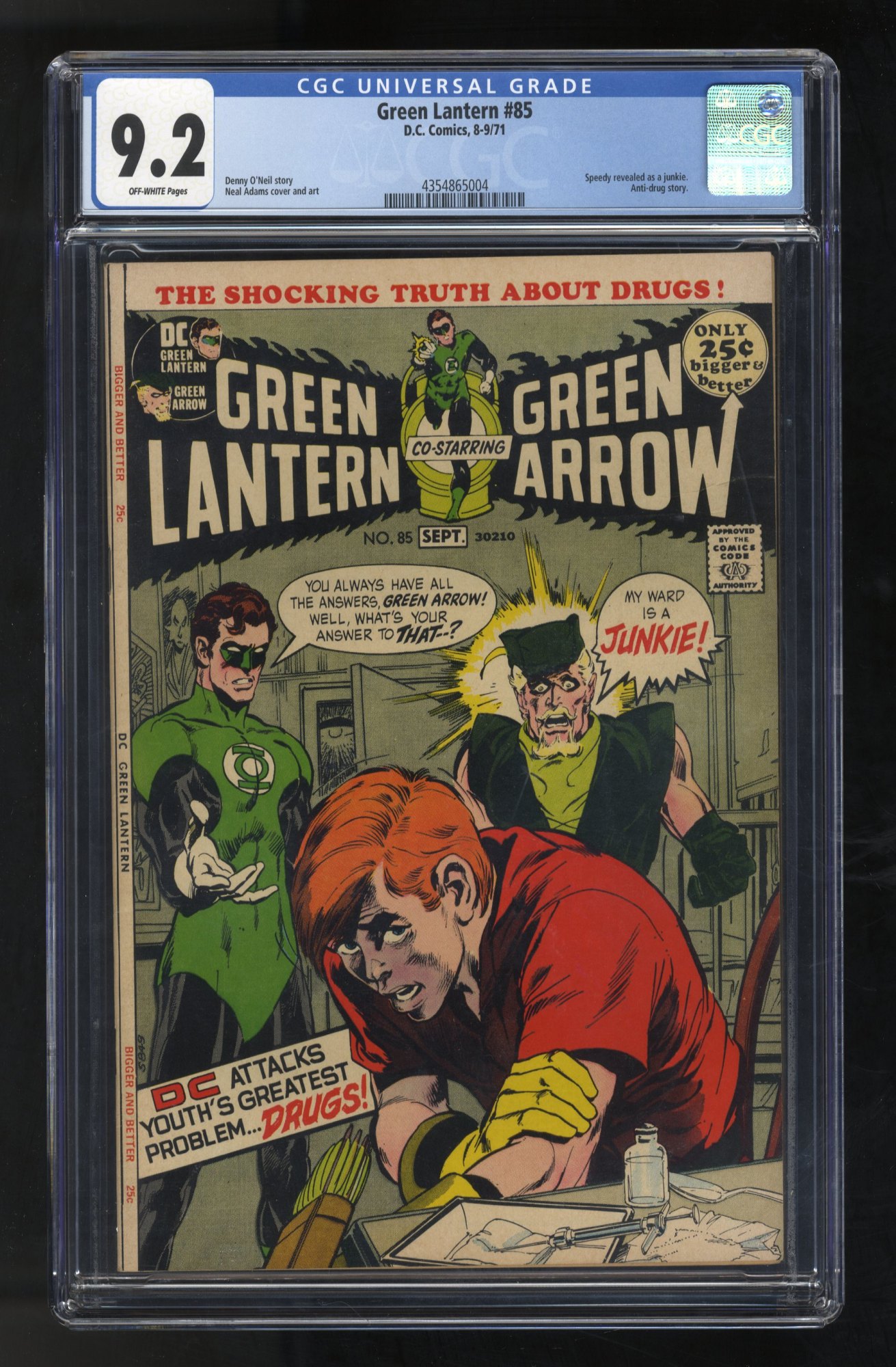 Green Lantern #85 CGC NM- 9.2 Drug Issue! Neal Adams Green Arrow!